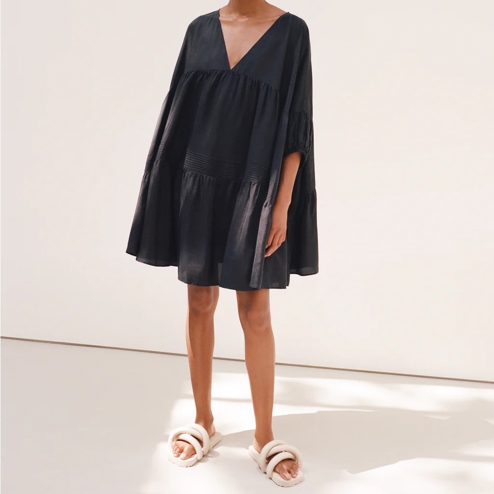 Airi Black Silk Mini Dress
